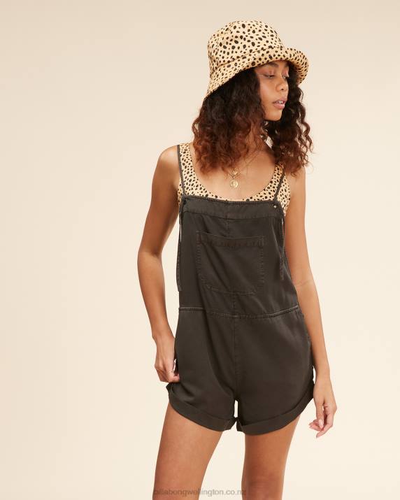 Women Off Black Billabong Wild Pursuit Romper 80P81325