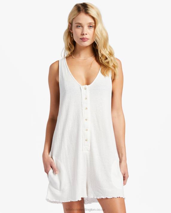 Women Salt Crystal Billabong Fade Away Button-Up Knit Romper 80P81692