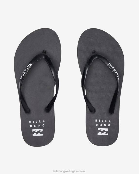Women Black White Billabong Dama Rubber Flip Flop Sandals 80P82490