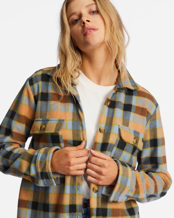 Women Blue Horizon Billabong A/Div Forge Fleece Flannel Shacket 80P82207