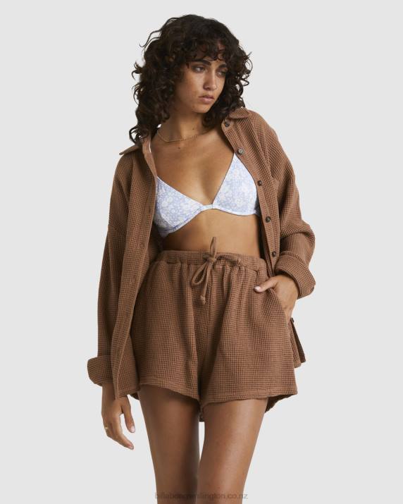 Women Cocoa Billabong Locked On You Long Sleeve Shirt 80P82001