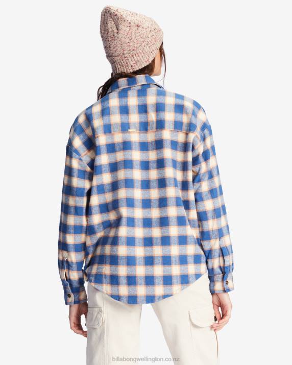 Women Indigo Love Billabong Easy Breezy Long Sleeve Button-Up Shirt 80P82214