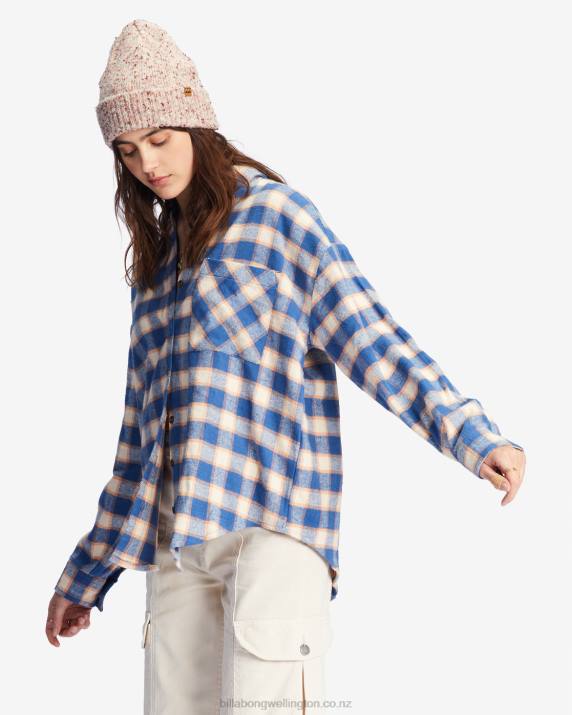 Women Indigo Love Billabong Easy Breezy Long Sleeve Button-Up Shirt 80P82214