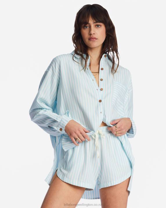 Women Lit Skies Billabong In The Tide Road Trippin Long Sleeve Shirt 80P82134