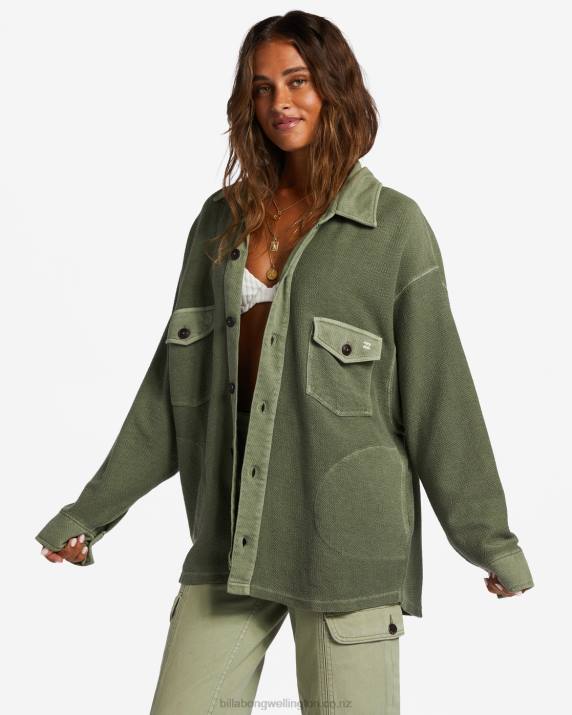 Women Luv Army Billabong Anytime Lite Oversized Overshirt 80P81770
