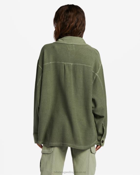 Women Luv Army Billabong Anytime Lite Oversized Overshirt 80P81770