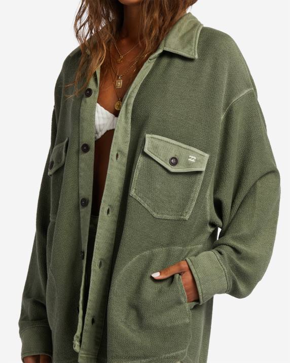 Women Luv Army Billabong Anytime Lite Oversized Overshirt 80P81770