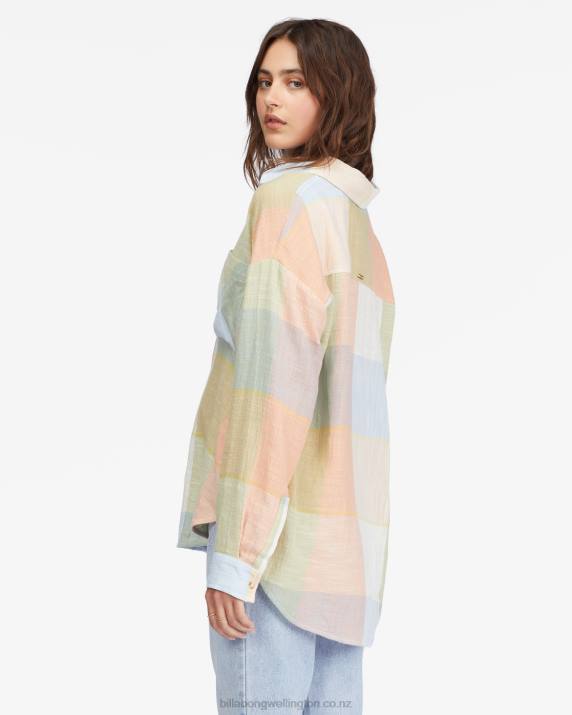 Women Multi Billabong Easy Breezy Long Sleeve Button-Up Shirt 80P82258