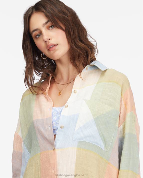 Women Multi Billabong Easy Breezy Long Sleeve Button-Up Shirt 80P82258