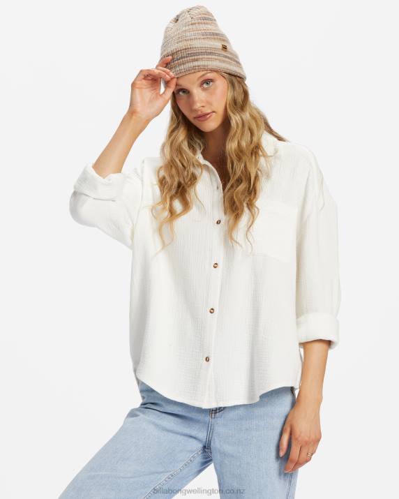 Women Salt Crystal Billabong Right On Long Sleeve Shirt 80P81761