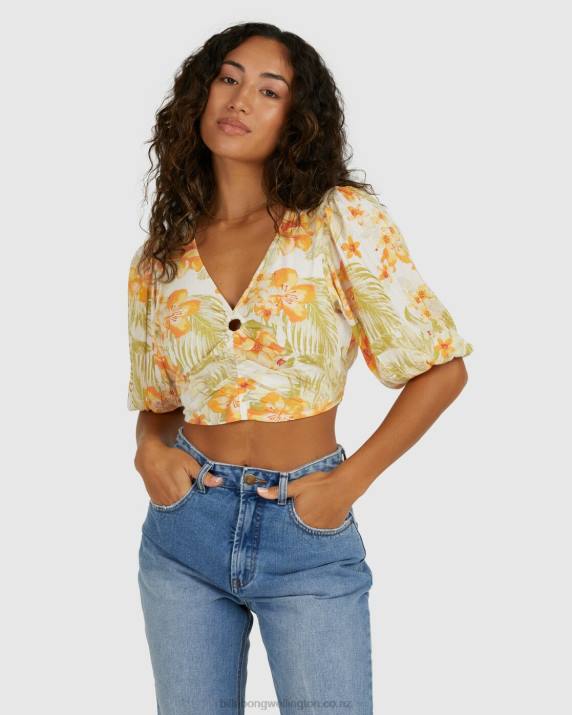 Women Salt Crystal Billabong Utopia Top Floral Shirt 80P82158
