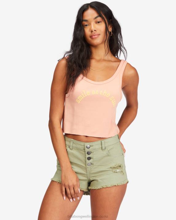 Women Army Billabong Buttoned Up Denim Shorts 80P82269