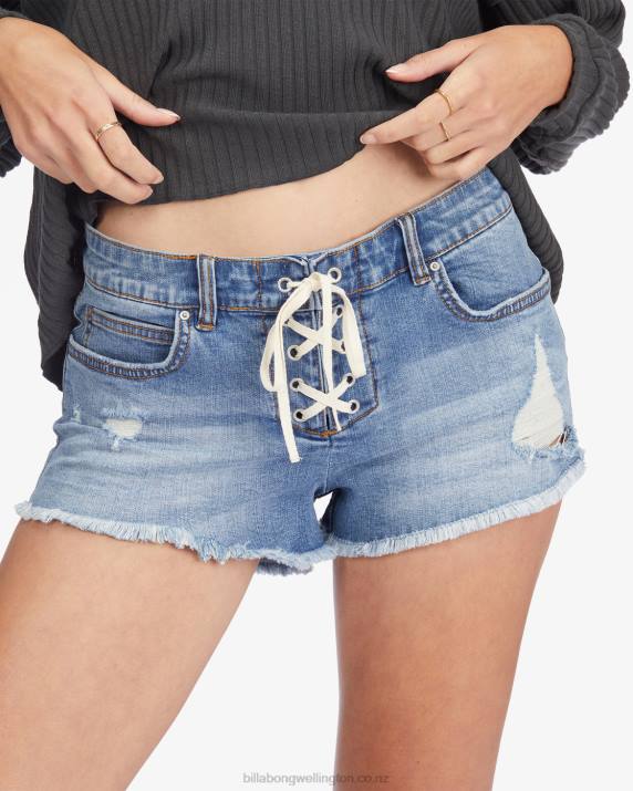 Women Beach Blue Billabong Lite Hearted Denim Shorts 80P82264