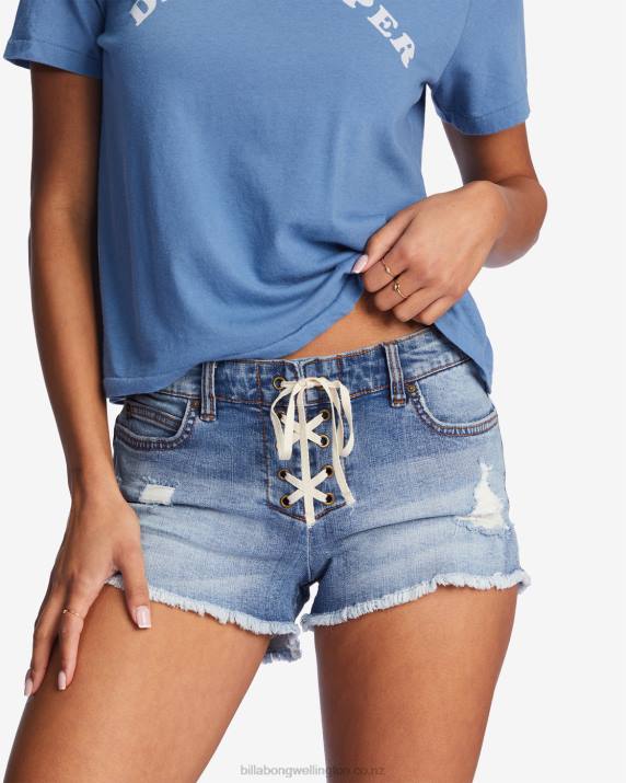 Women Beach Blue Billabong Lite Hearted Denim Shorts 80P82282