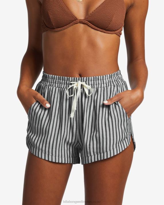 Women Black Sands Billabong Road Trippin Elastic Waist Shorts 80P81758
