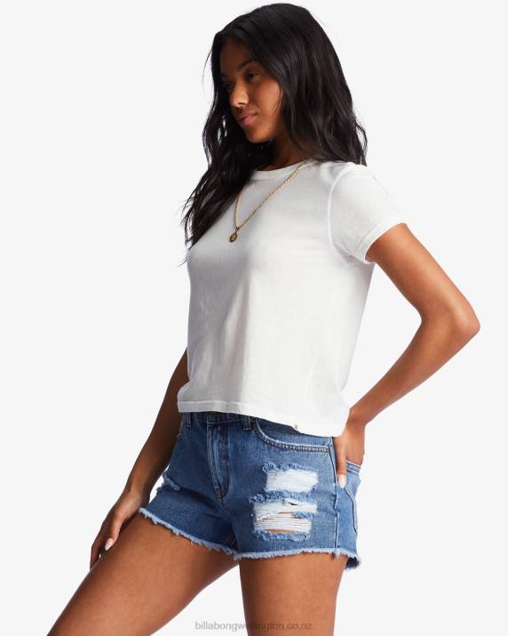 Women Dark Denim Billabong Drift Away Frayed Denim Shorts 80P82165