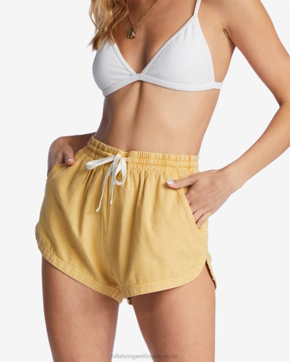 Women Gold Coast Billabong Road Trippin Elastic Waist Shorts 80P81991