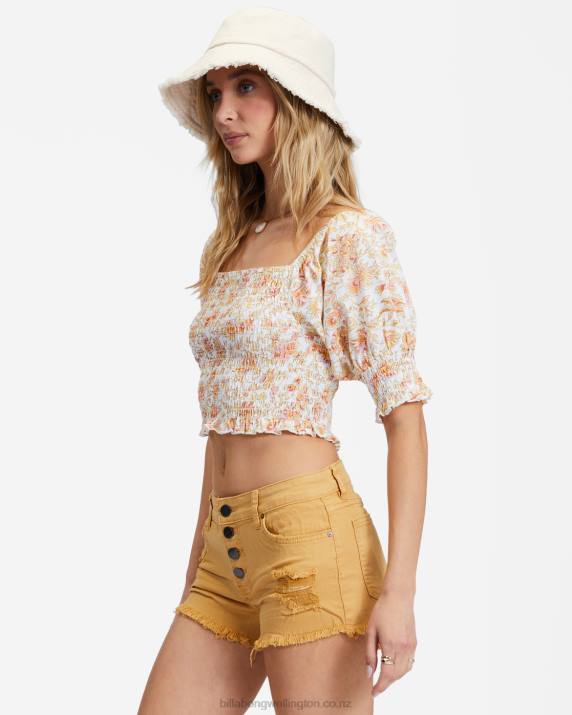 Women Gold Star Billabong Buttoned Up Denim Shorts 80P82310