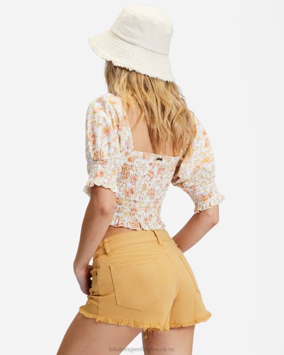 Women Gold Star Billabong Buttoned Up Denim Shorts 80P82310