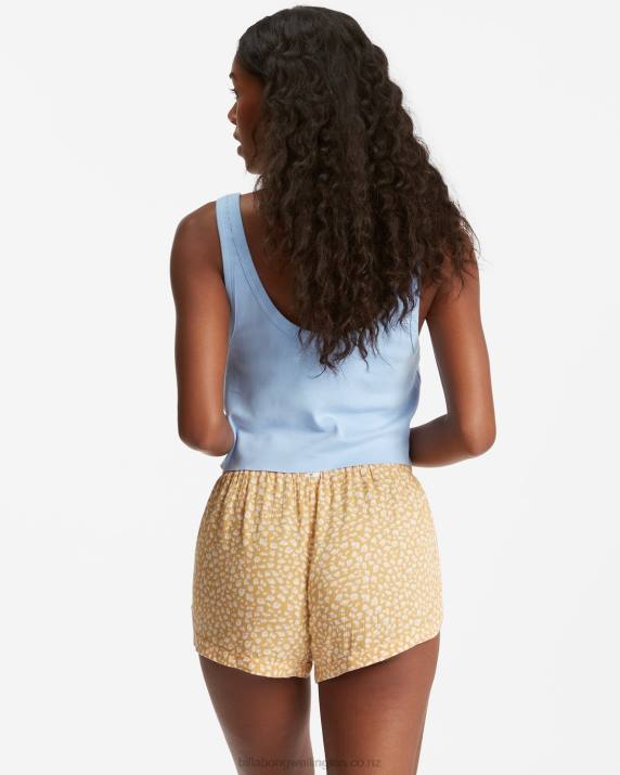 Women Light Sunset Gold Billabong Road Trippin Crinkle Elastic Waist Shorts 80P82365