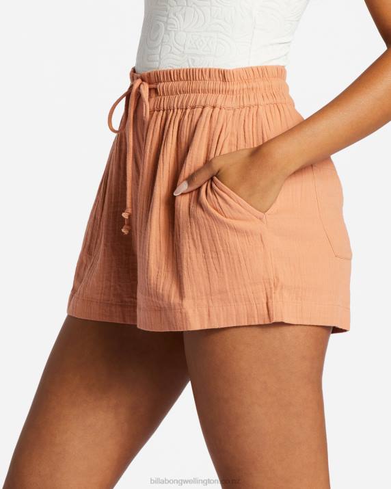 Women Rose Dawn Billabong Day Tripper Elastic Waist Shorts 80P82058