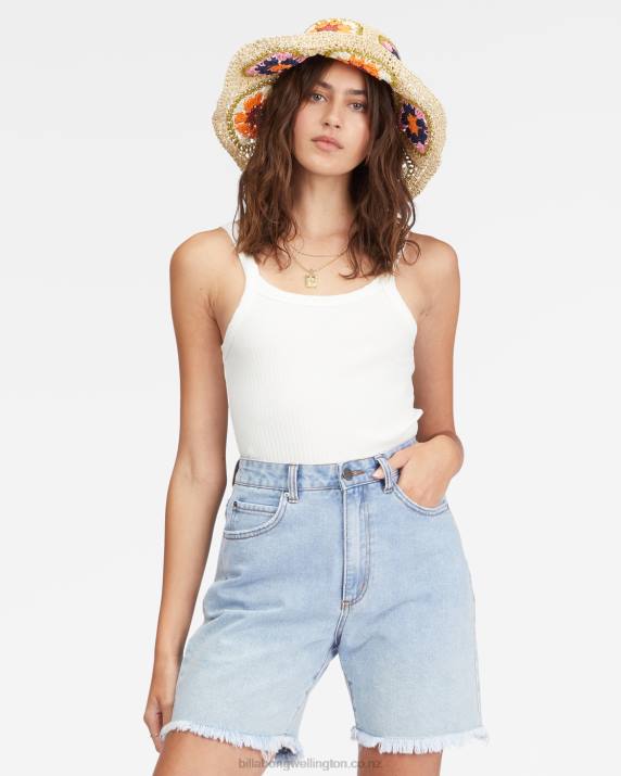 Women Sweet Blue Billabong Long Time Denim Shorts 80P82256