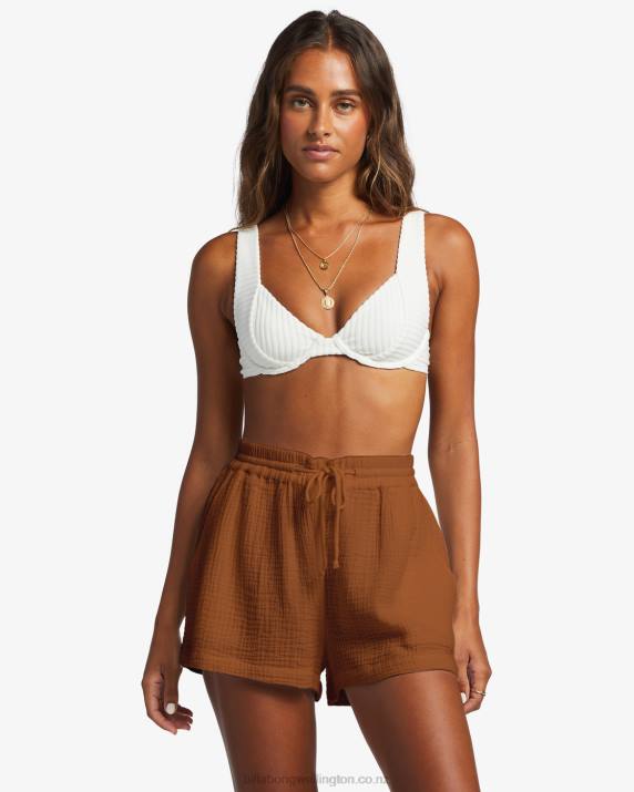 Women Toasted Coconut Billabong Day Tripper Elastic Waist Shorts 80P81919