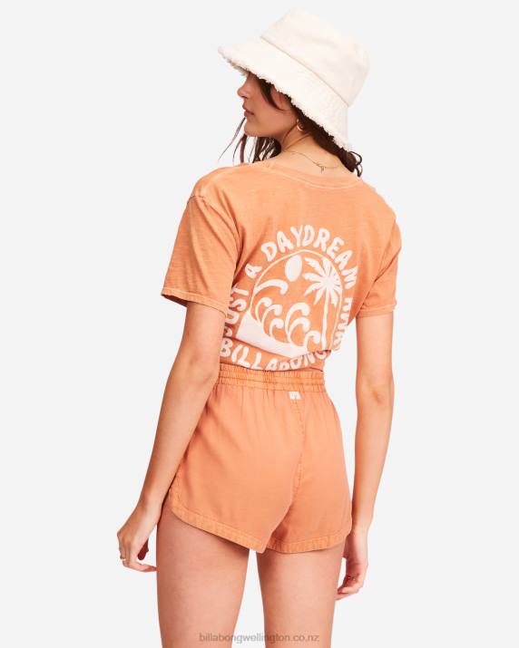 Women Toffee Billabong Road Trippin Elastic Waist Shorts 80P82322