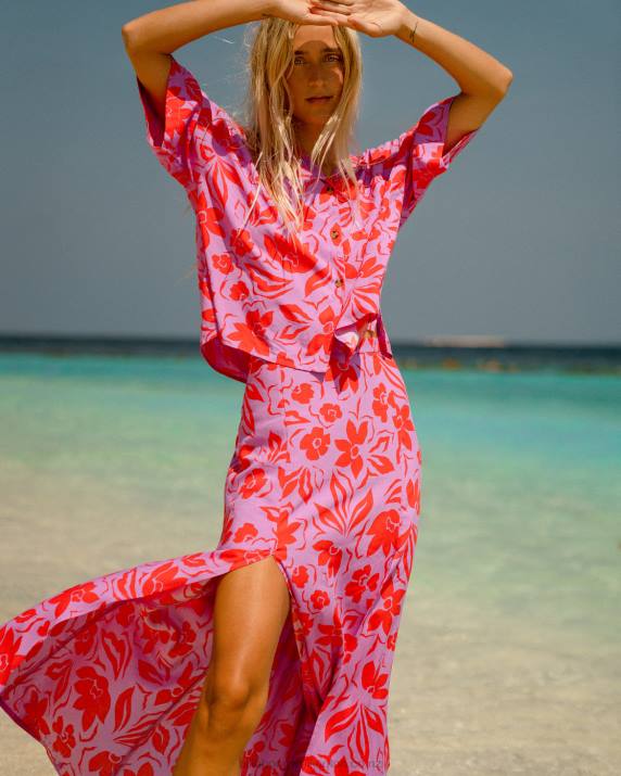 Women Bright Orchid Billabong Peachy Keen Maxi Skirt 80P81950