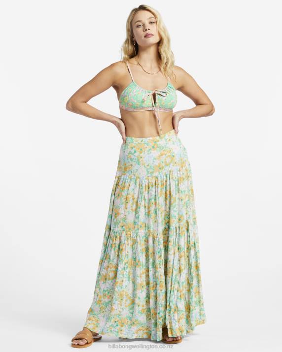 Women Green Billabong Soft Rave Skirt 80P81854