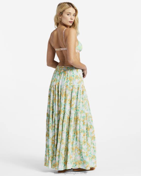 Women Green Billabong Soft Rave Skirt 80P81854