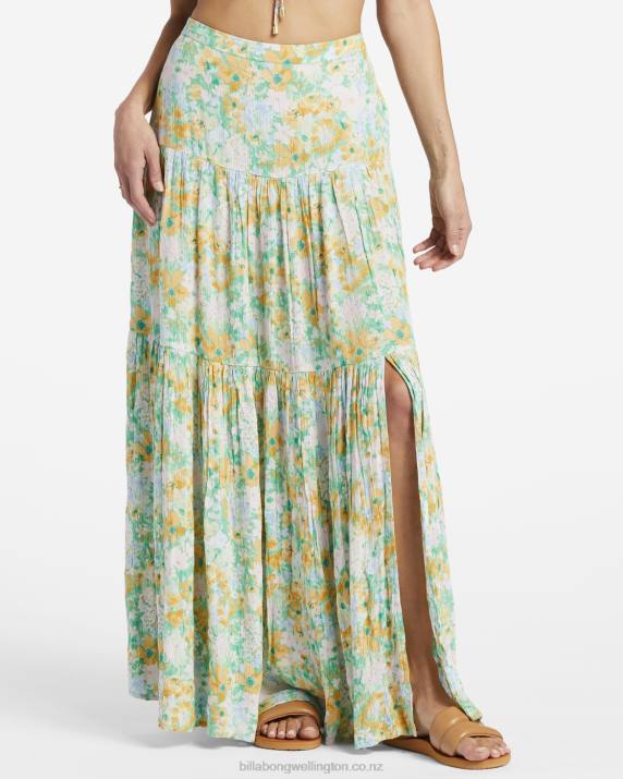 Women Green Billabong Soft Rave Skirt 80P81854