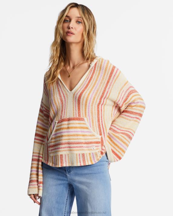 Women Bright Poppy Billabong Baja Beach Hooded Sweater 80P82006
