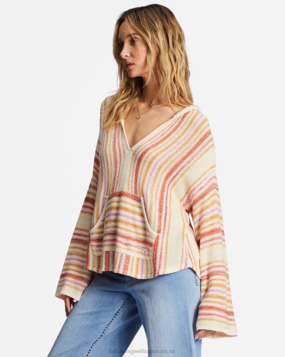 Women Bright Poppy Billabong Baja Beach Hooded Sweater 80P82006