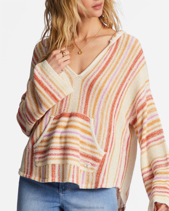 Women Bright Poppy Billabong Baja Beach Hooded Sweater 80P82006