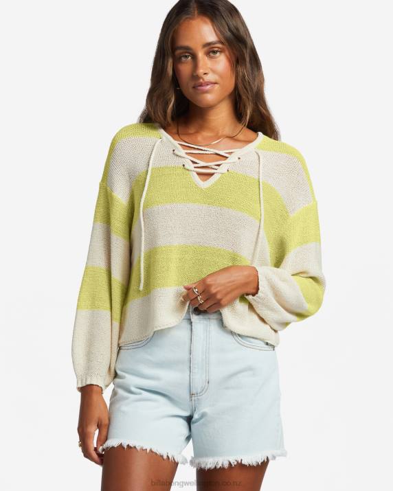 Women Light Lime Billabong So Sweet Pullover Sweater 80P81872
