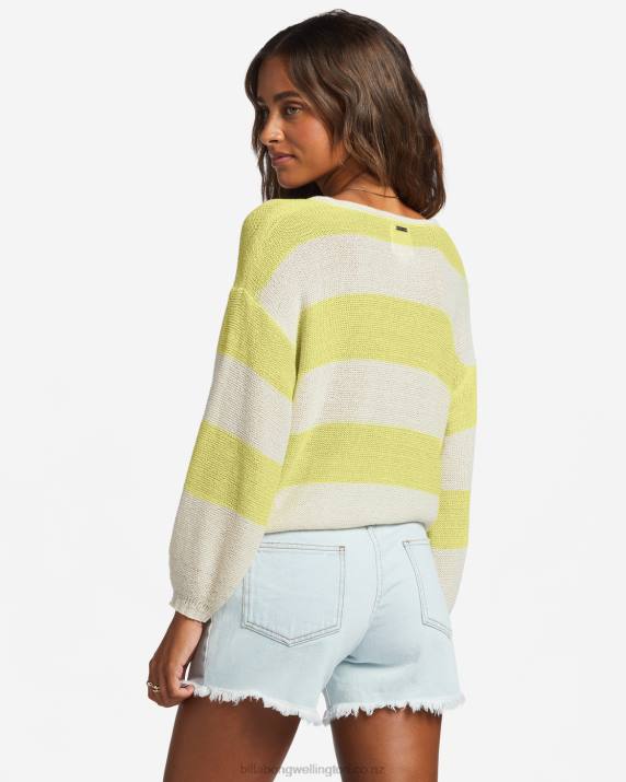 Women Light Lime Billabong So Sweet Pullover Sweater 80P81872