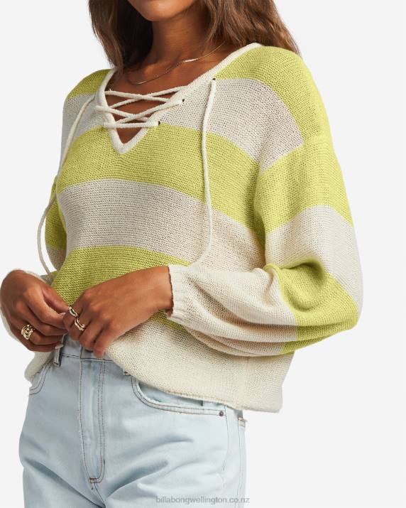 Women Light Lime Billabong So Sweet Pullover Sweater 80P81872