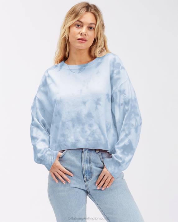 Women Sweet Blue Billabong Under The Sun Crewneck Sweater 80P82300