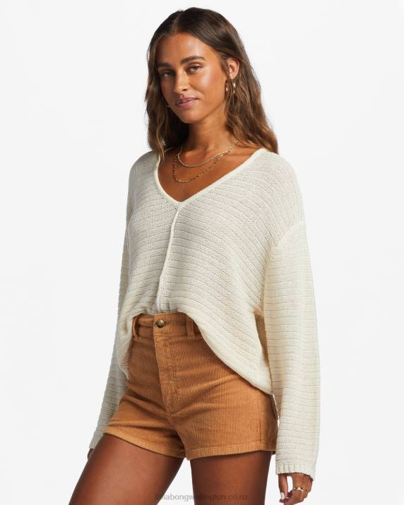 Women White Cap Billabong Every Day Pullover Sweater 80P82014