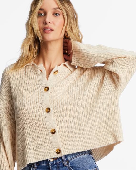 Women White Cap Billabong Stay Current Cozy Sweater 80P82153