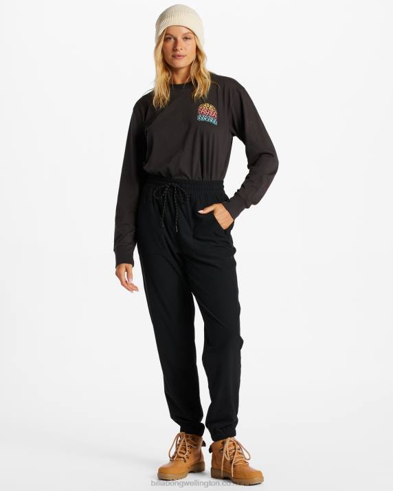 Women Black Billabong A/Div Canyon Jogger Sweatpants 80P82065