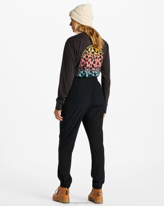 Women Black Billabong A/Div Canyon Jogger Sweatpants 80P82065