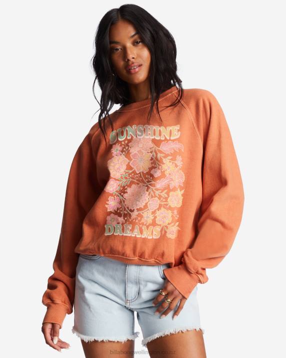 Women Brick Billabong Here We Go Graphic Crewneck Sweatshirt 80P82188