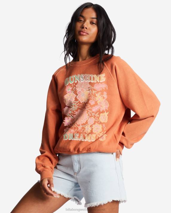 Women Brick Billabong Here We Go Graphic Crewneck Sweatshirt 80P82188