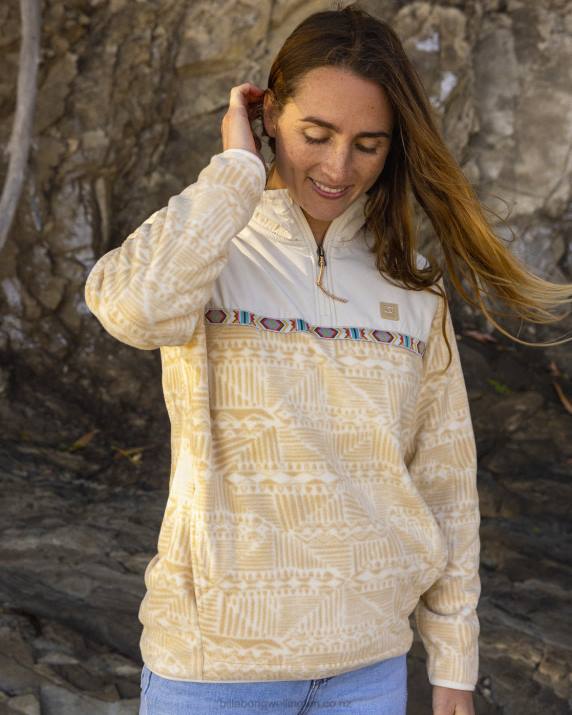 Women Desert Sand Billabong Boundary Lite Mock Neck Sweatshirt 80P81928