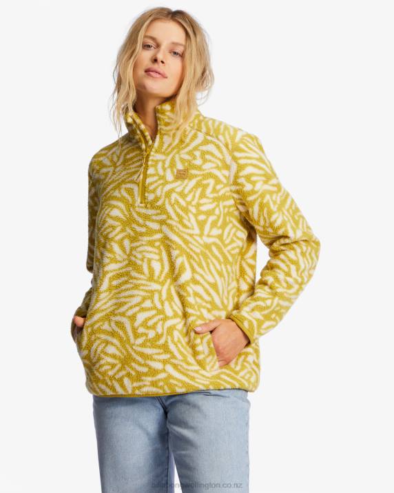 Women Fresh Moss Billabong A/Div Boundary Mock 3 Half-Zip Pullover Sweatshirt 80P82227