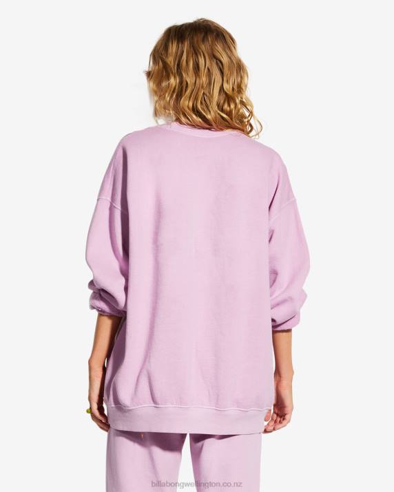 Women Lady LavenderBillabong x Smiley Ridin Happy Sweatshirt 80P82182