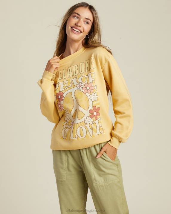 Women Mellow Daze Billabong Peace And Love Crewneck Sweatshirt 80P82212