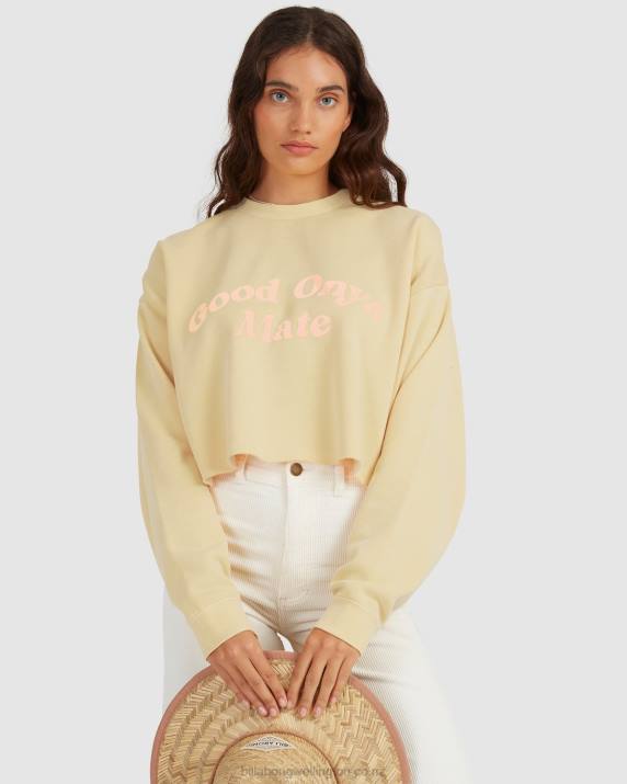 Women Sunburst Billabong Hey Gday Cropped Crewneck Sweatshirt 80P82283